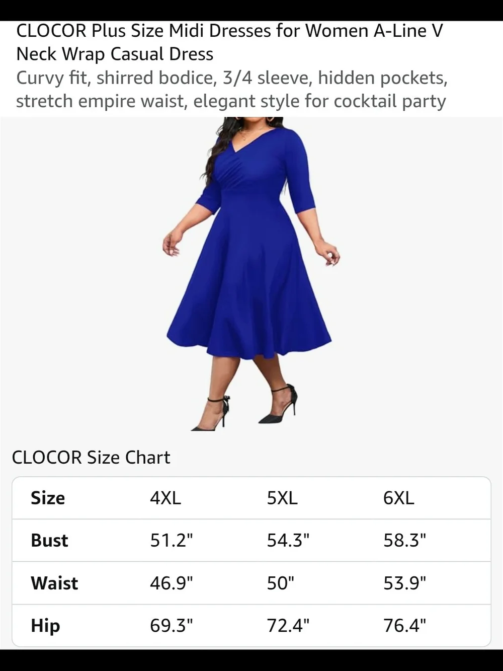 Royal Blue A-Line V-Neck Fit & Flare Midi Dress